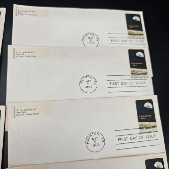 Apollo 8 First Day Of Issue Stamped Envelopes Set Of 10 Vintage 1969 LI3030 - Picture 4 of 9
